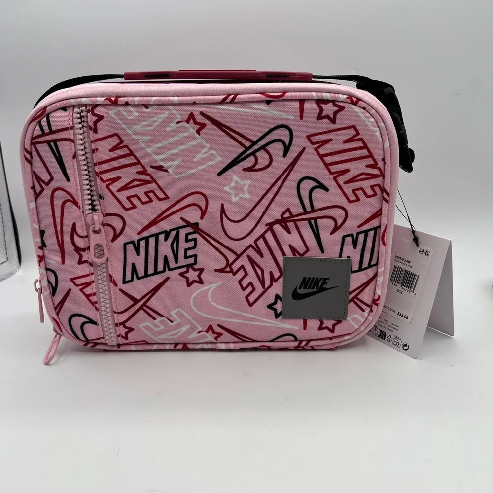 Nike Hard Shell Lunch Box Medium Soft Pink Swoosh Logo back to school